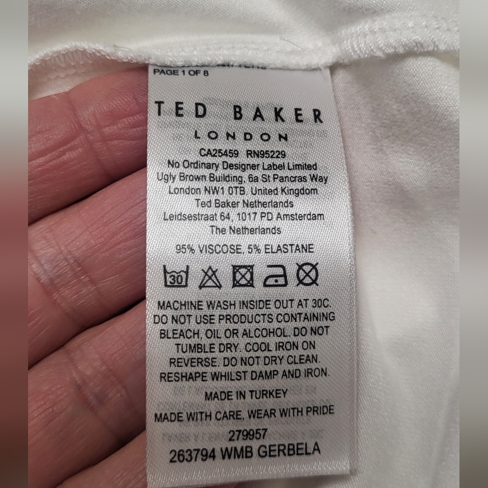 Ted Baker White Fitted T-Shirt with Short Sleeves - Picture 10 of 11